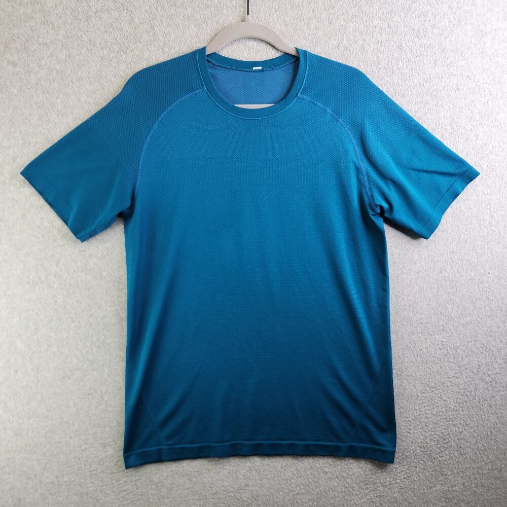 Lululemon Shirt Mens M Blue Metal Vent Tech Seamless Crewneck Tee Workout Gym
